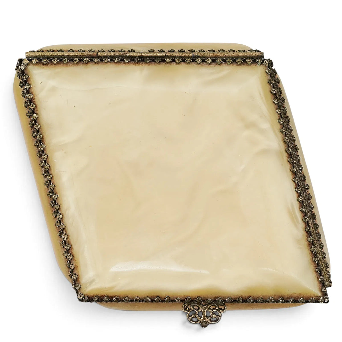 Vintage Gilt Metal-Mounted Acrylic Jewelry Box — Hollywood Regency Vanity Décor