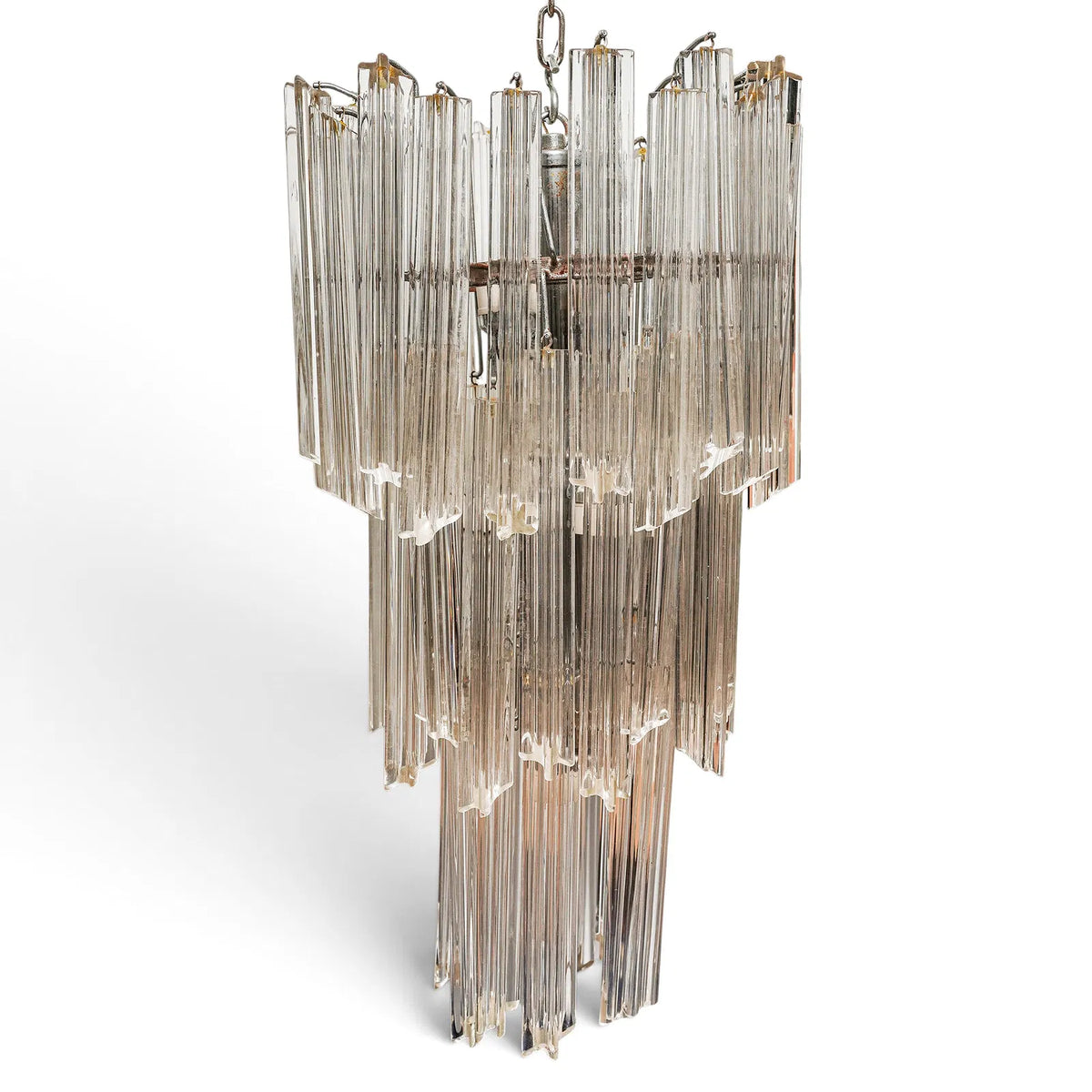Large Vintage Italian Murano Glass Prism Chandelier — Venini Style