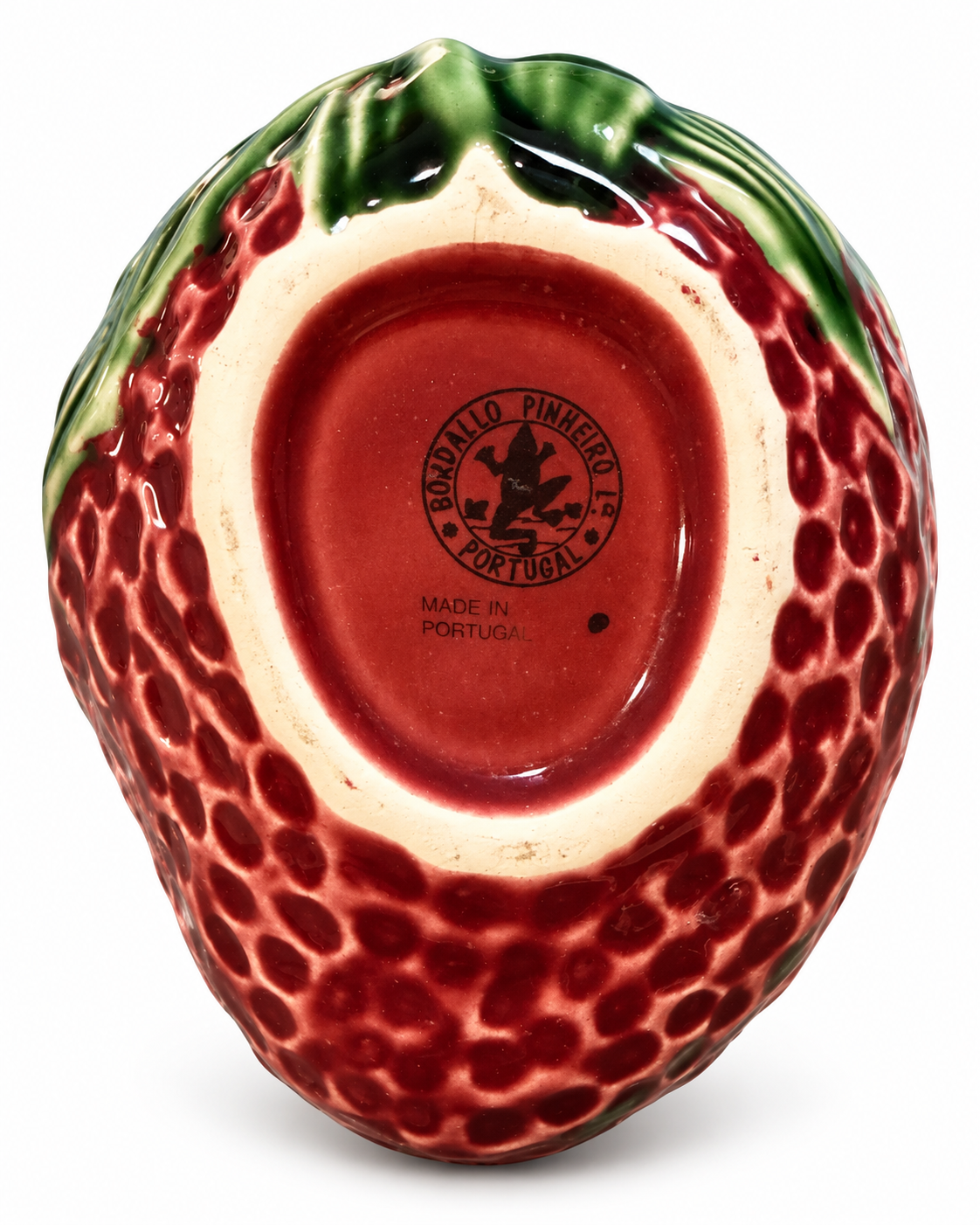Vintage Bordallo Pinheiro Strawberry Covered Jar — Portuguese Majolica Sugar / Jam Pot