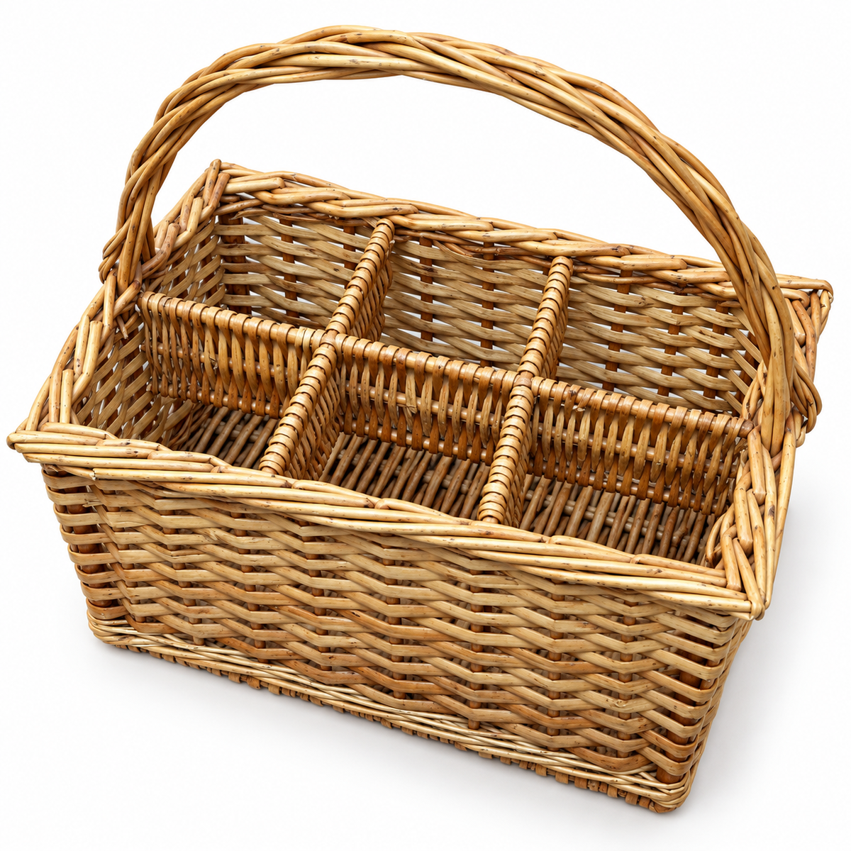 Vintage Portuguese Woven Wine Bottle Basket — Six-Bottle Carrier
