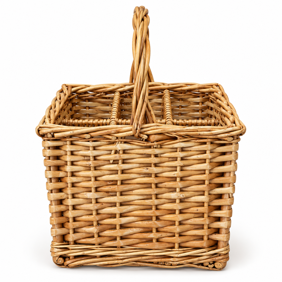 Vintage Portuguese Woven Wine Bottle Basket — Six-Bottle Carrier