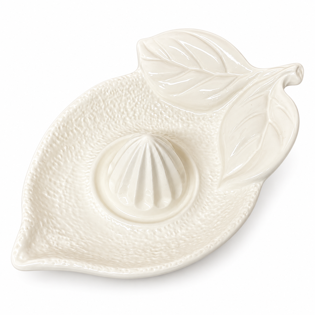 Portuguese White Ceramic Lemon Juicer — Sculptural Citrus Reamer