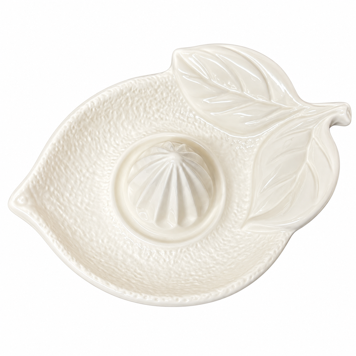 Portuguese White Ceramic Lemon Juicer — Sculptural Citrus Reamer
