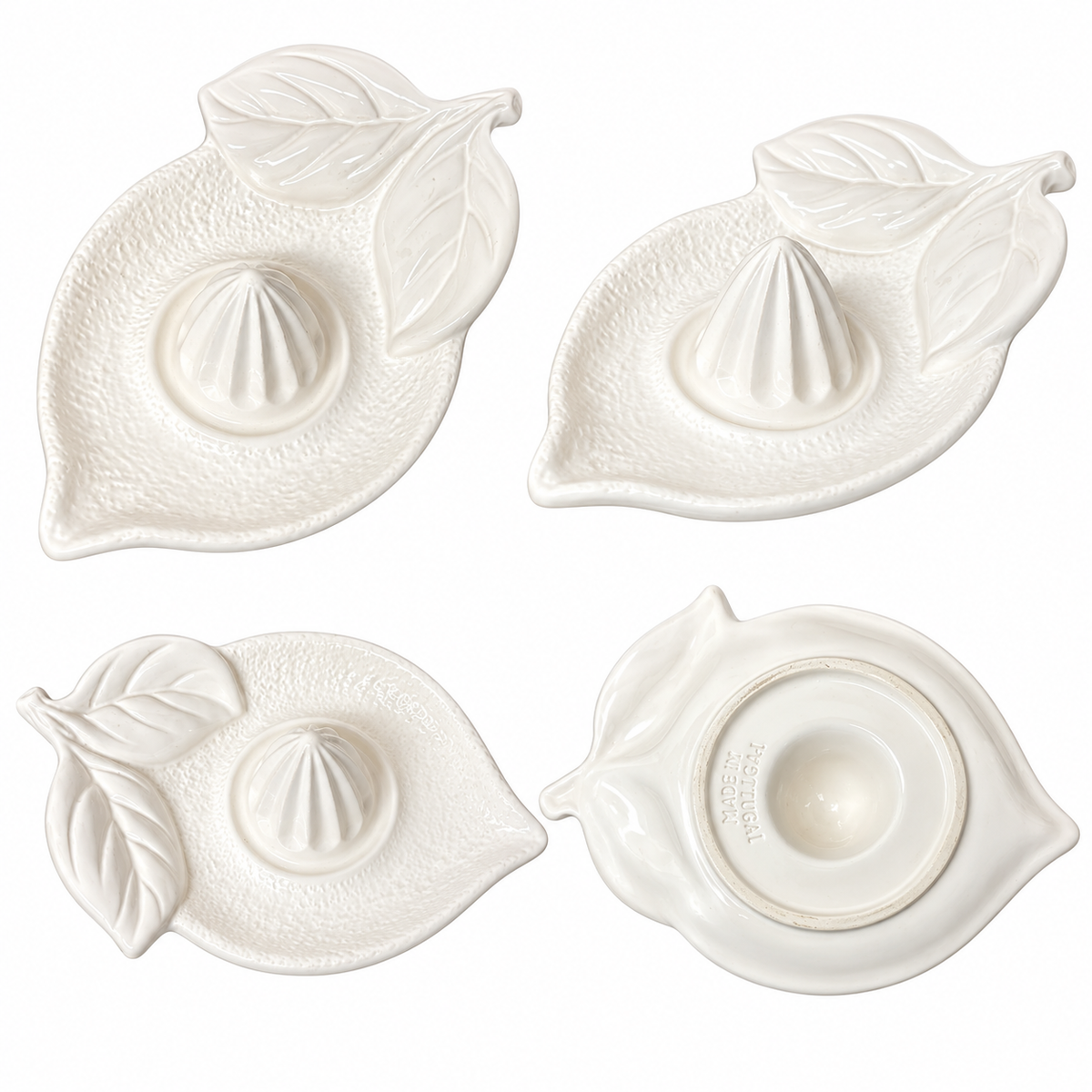 Portuguese White Ceramic Lemon Juicer — Sculptural Citrus Reamer