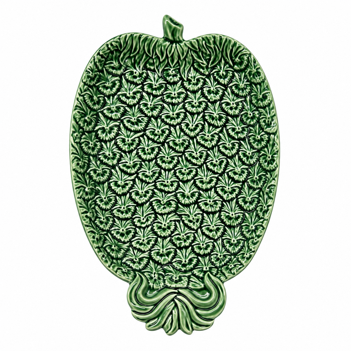Bordallo Pinheiro Green Majolica Pineapple Serving Tray — Portugal
