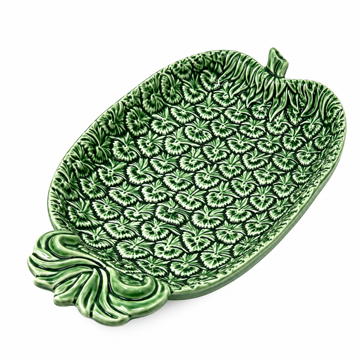 Bordallo Pinheiro Green Majolica Pineapple Serving Tray — Portugal