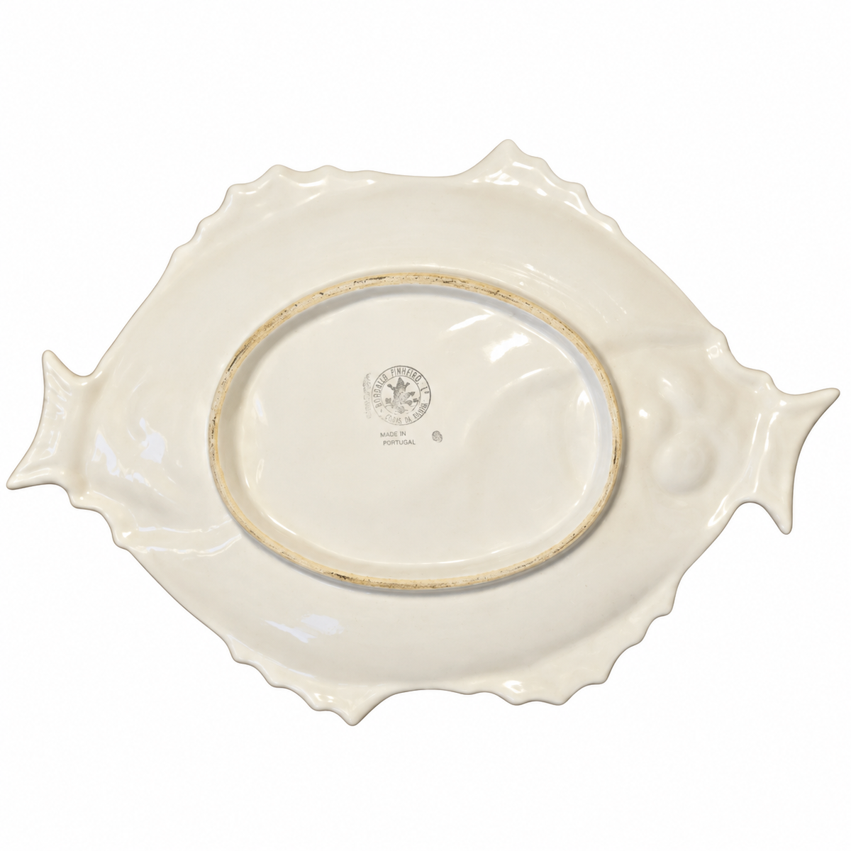 Vintage Bordallo Pinheiro Double Fish Platter — White Portuguese Majolica, 15.5"