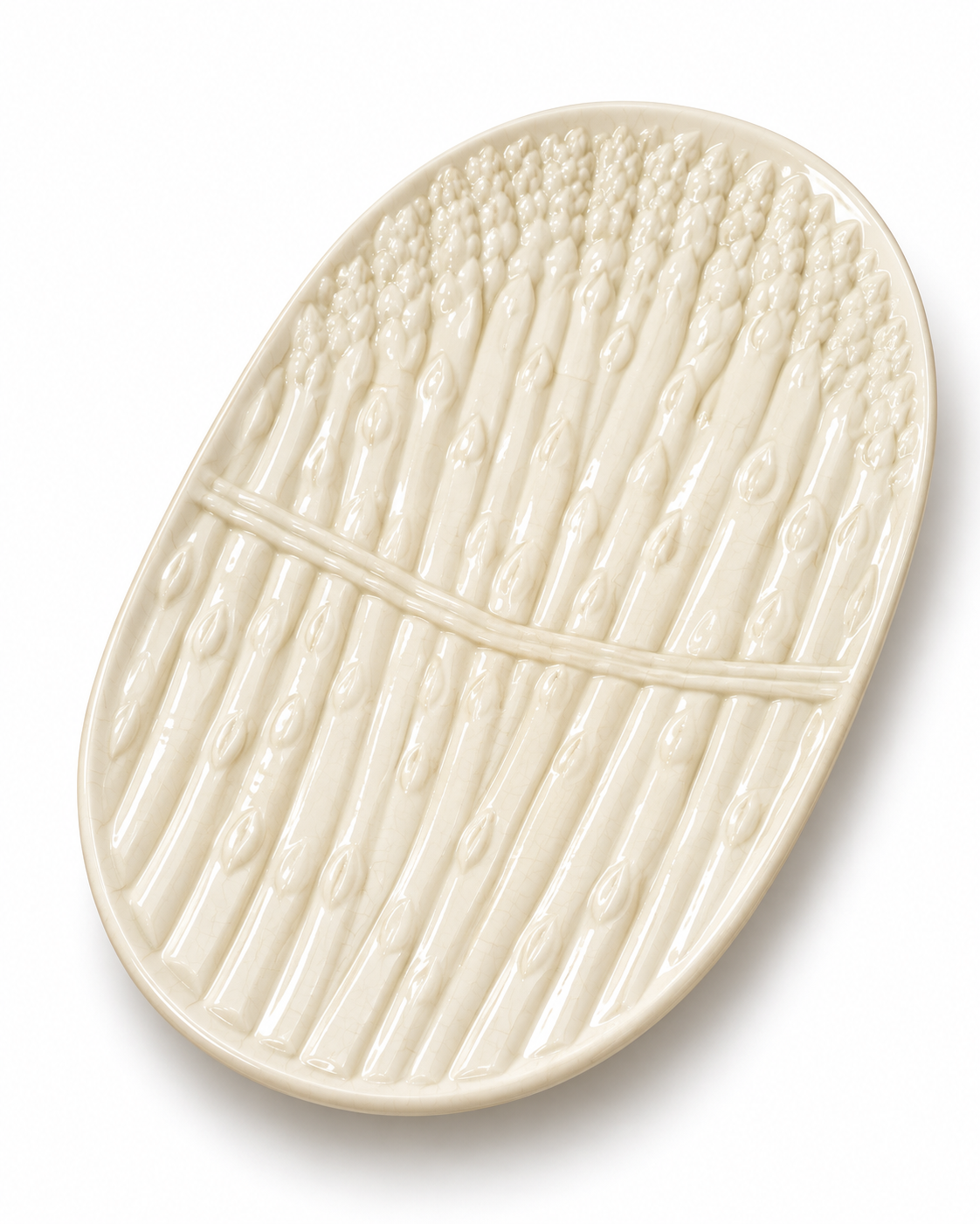 Vintage Loucarte Portugal White Asparagus Serving Platter — Sculptural Majolica