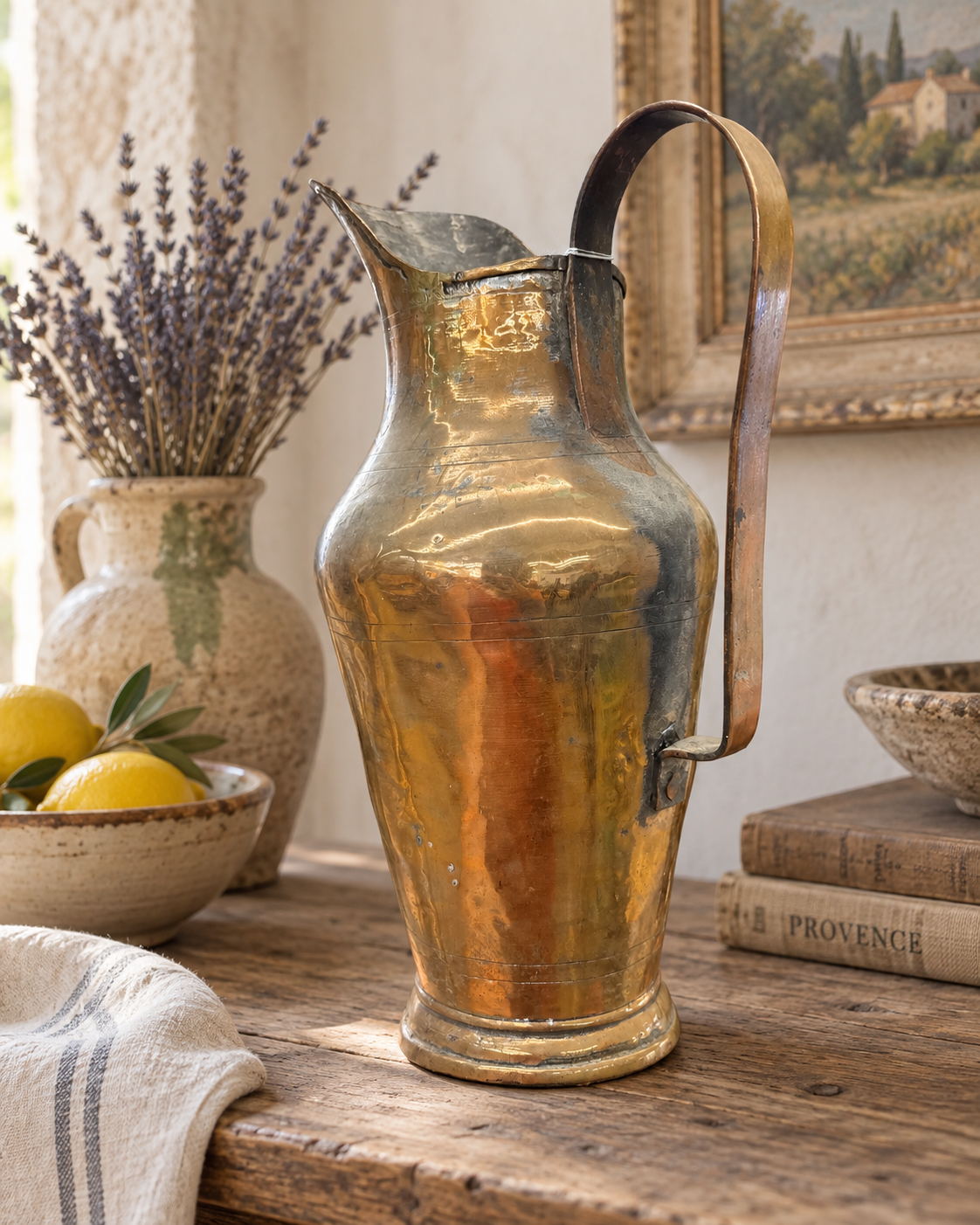 Antique 19th-Century Copper Milk Pitcher — South of France