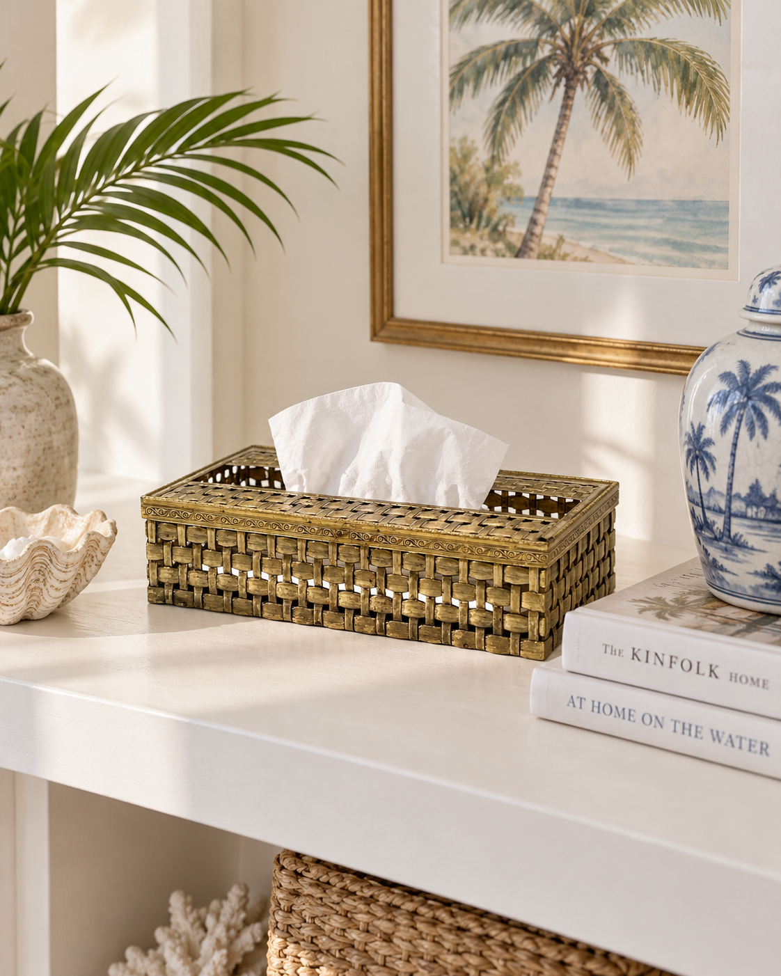 Vintage Stylebuilt Hollywood Regency Gold-Tone Tissue Box Holder