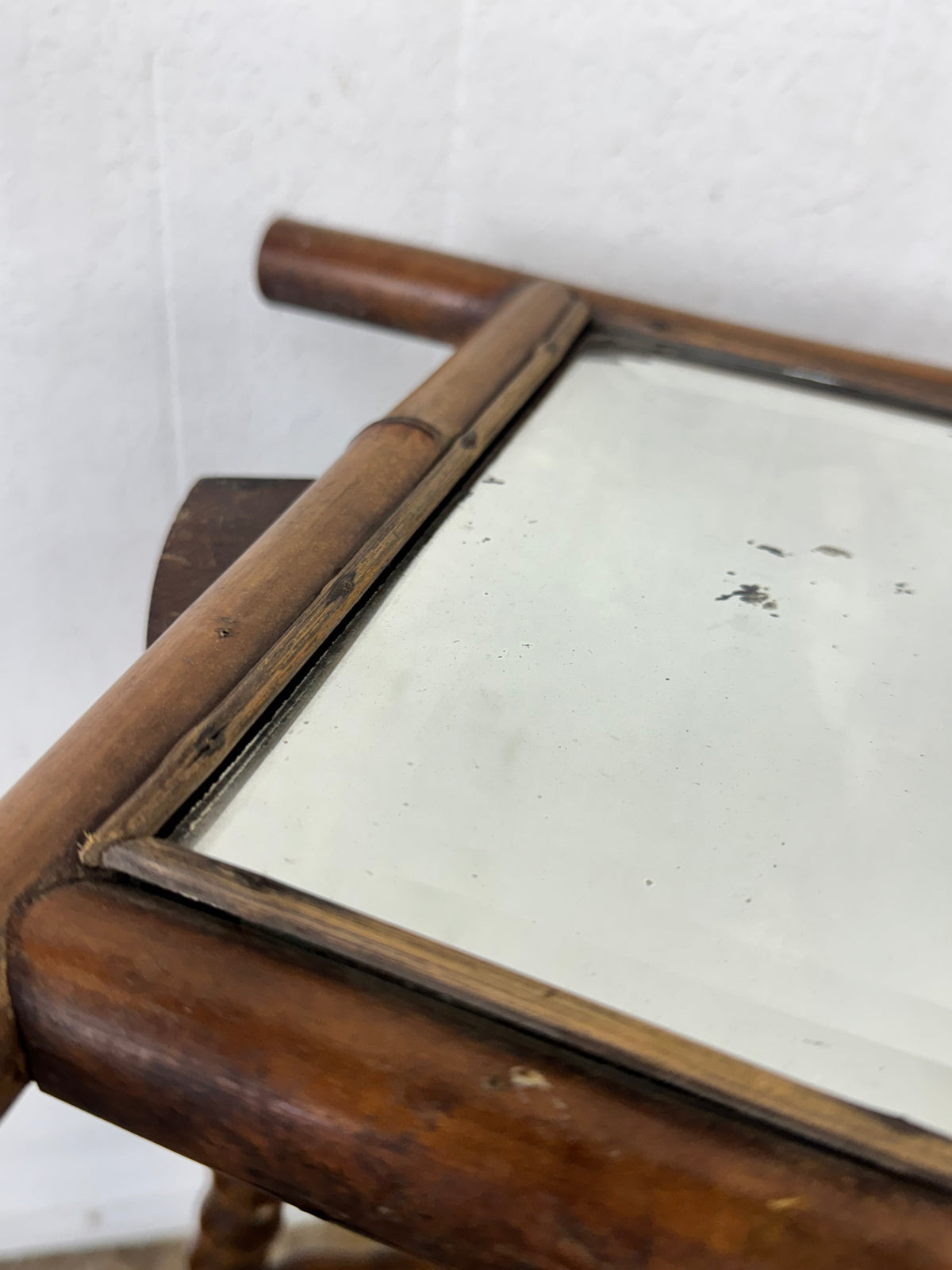 Vintage French Petite Faux Bamboo Beveled Wall Mirror