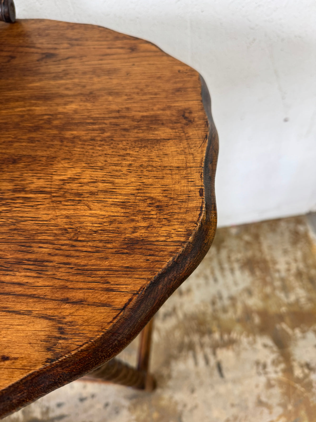 Antique English Barley-Twist Side Table with Scalloped Top, c. 1900