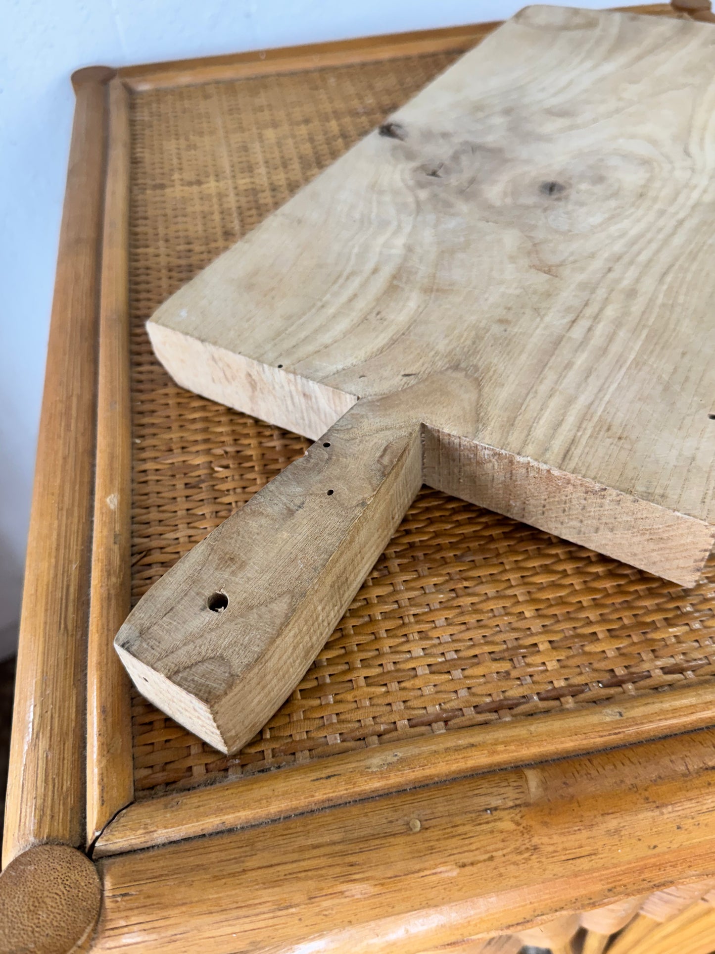 Antique French Provincial Hardwood Paddle Cutting Board, c. 1900–1930