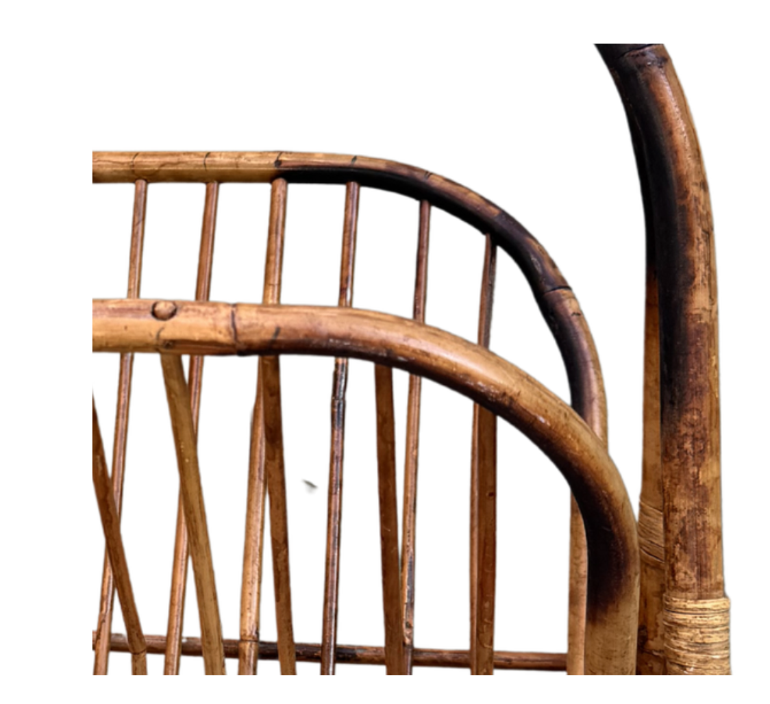 Vintage Tortoiseshell Bamboo Magazine Rack with Arched Handle