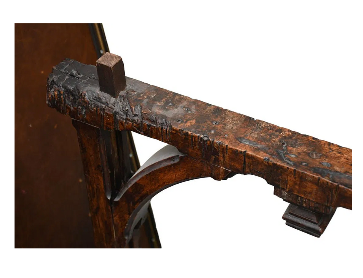 Close-up of aged construction and patina on 17th-century antique furniture
