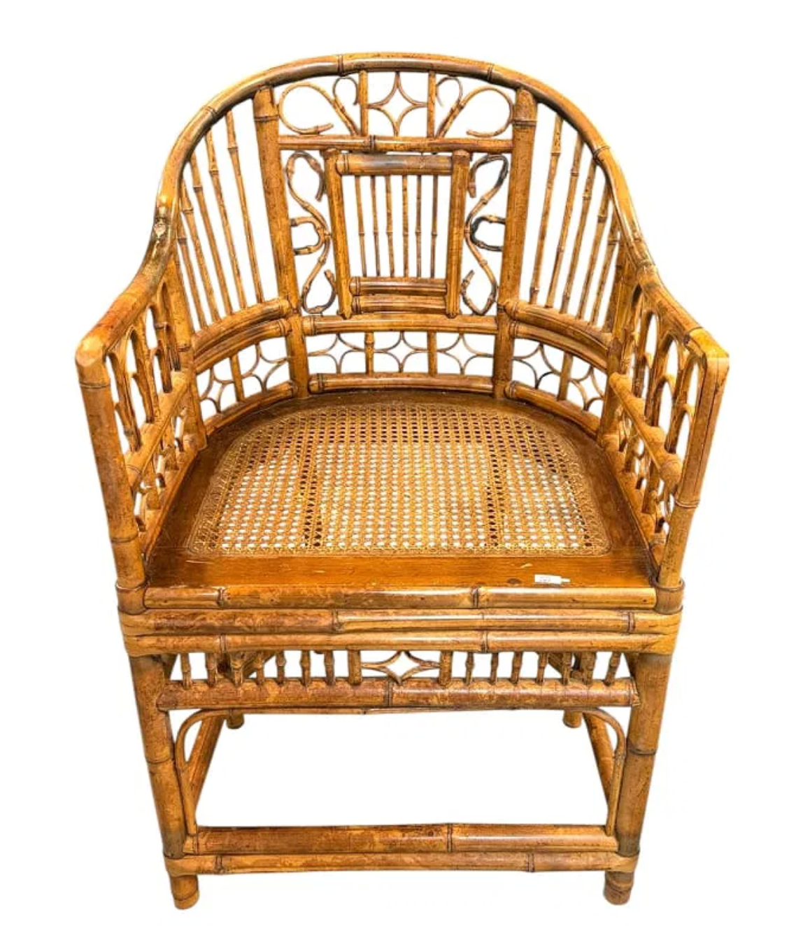 Vintage Brighton Pavilion–Style Rattan & Cane Armchair