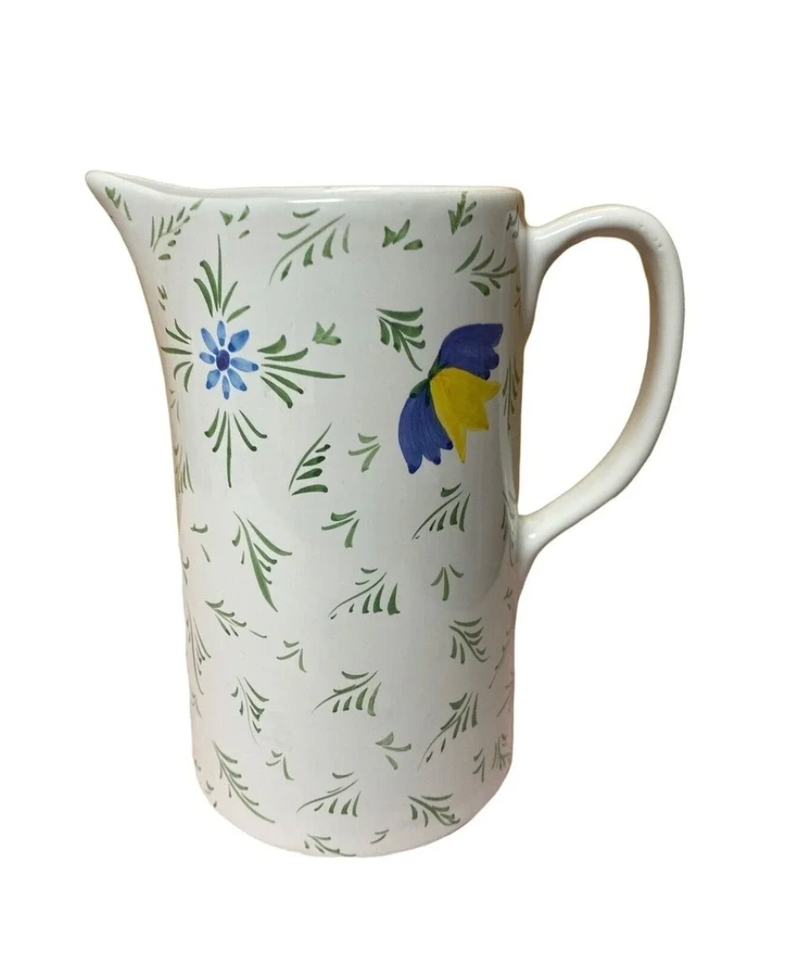 Vintage Portugal for Neuwirth Hand-Painted Floral Pitcher — Numbered 233/03