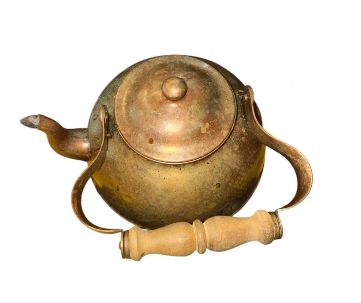 Vintage TAGUS Copper Kettle with Wooden Handle — Made in Portugal