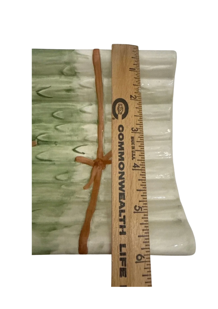 Vintage Olfaire Portugal Hand-Painted Asparagus Serving Dish — 8.25"