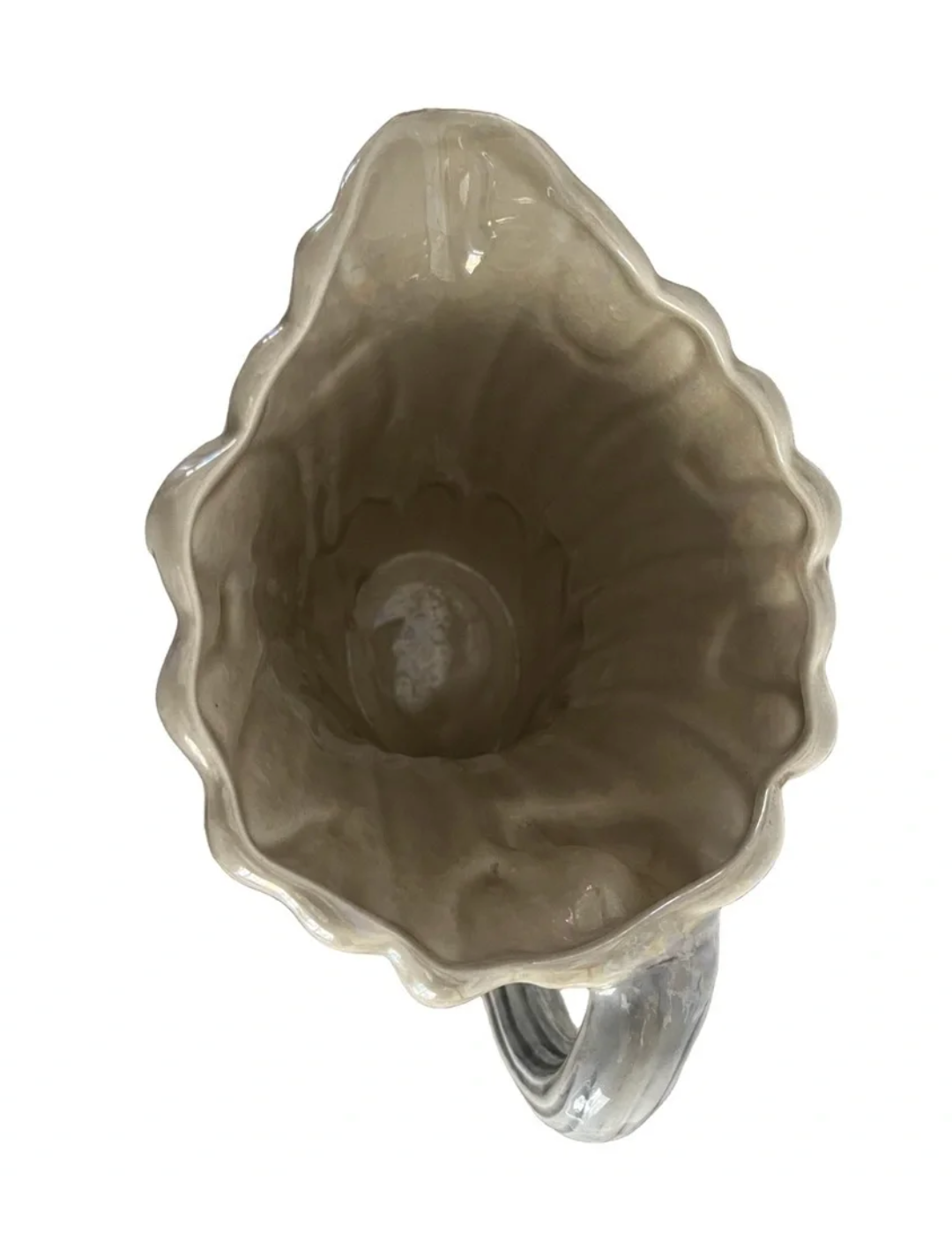 Vintage Fitz & Floyd Iridescent Lily Pitcher Vase — Hand-Painted Floral Ceramic