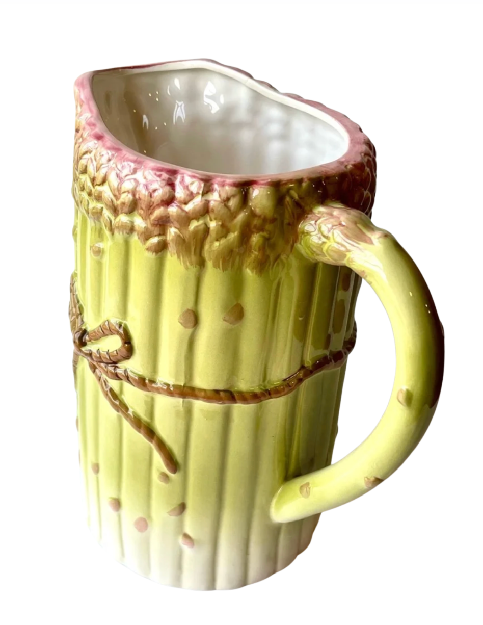 Vintage Albert Kessler Majolica Asparagus Pitcher — Sculptural Vegetable Jug