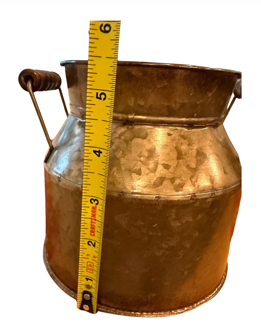 Vintage-Style Rustic Hammered Metal Milk Can Planter — Farmhouse Decorative Vessel