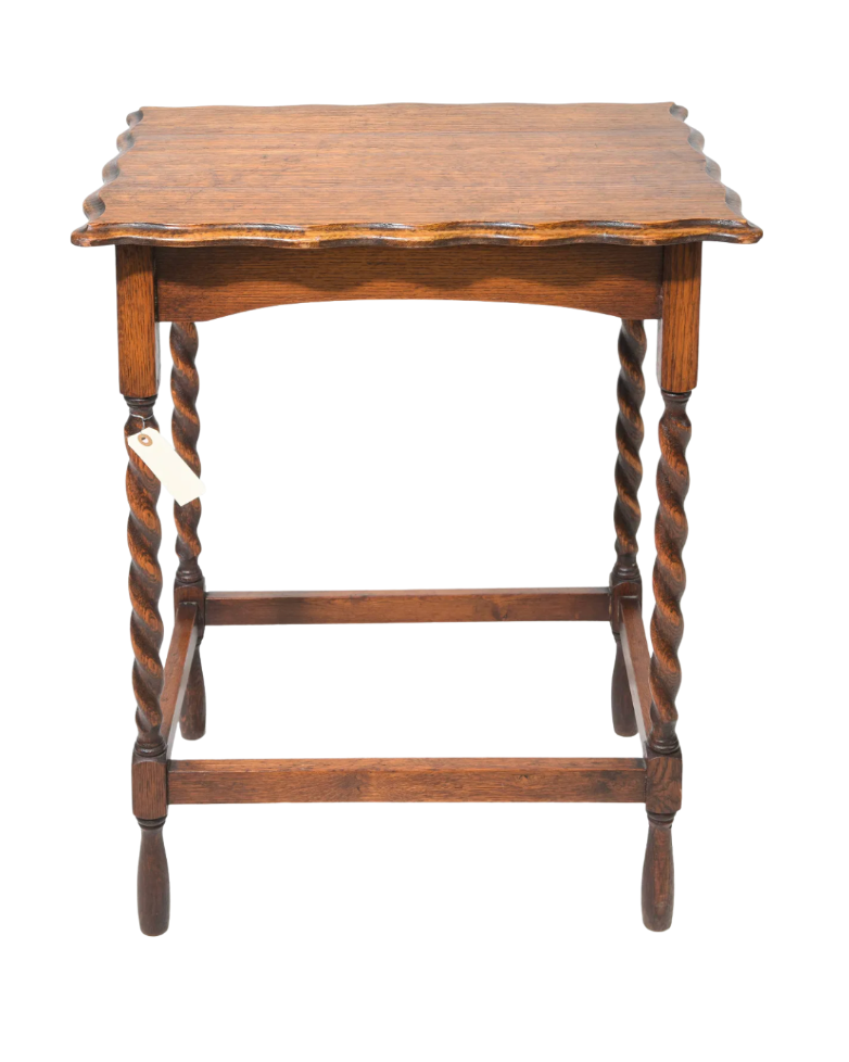 Vintage British Oak Barley-Twist Rectangular Side Table