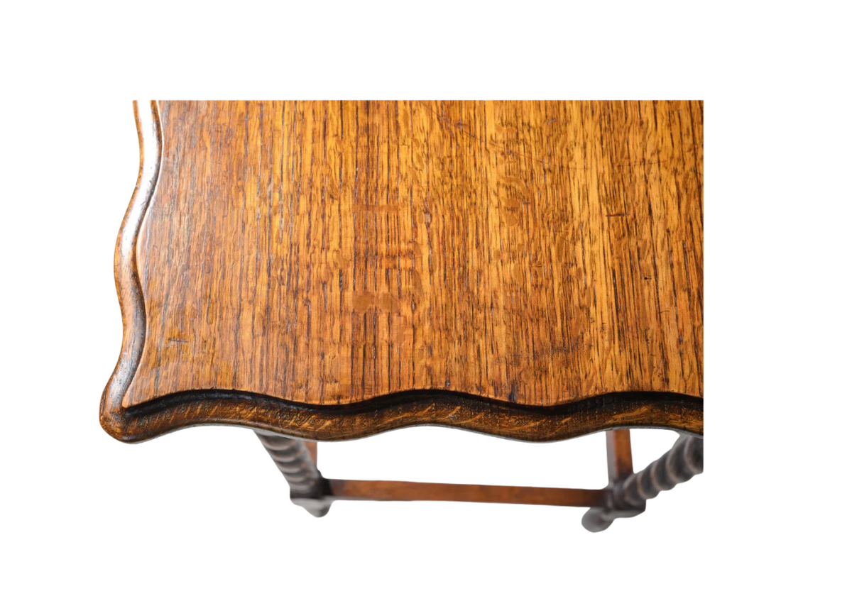Vintage British Oak Barley-Twist Rectangular Side Table