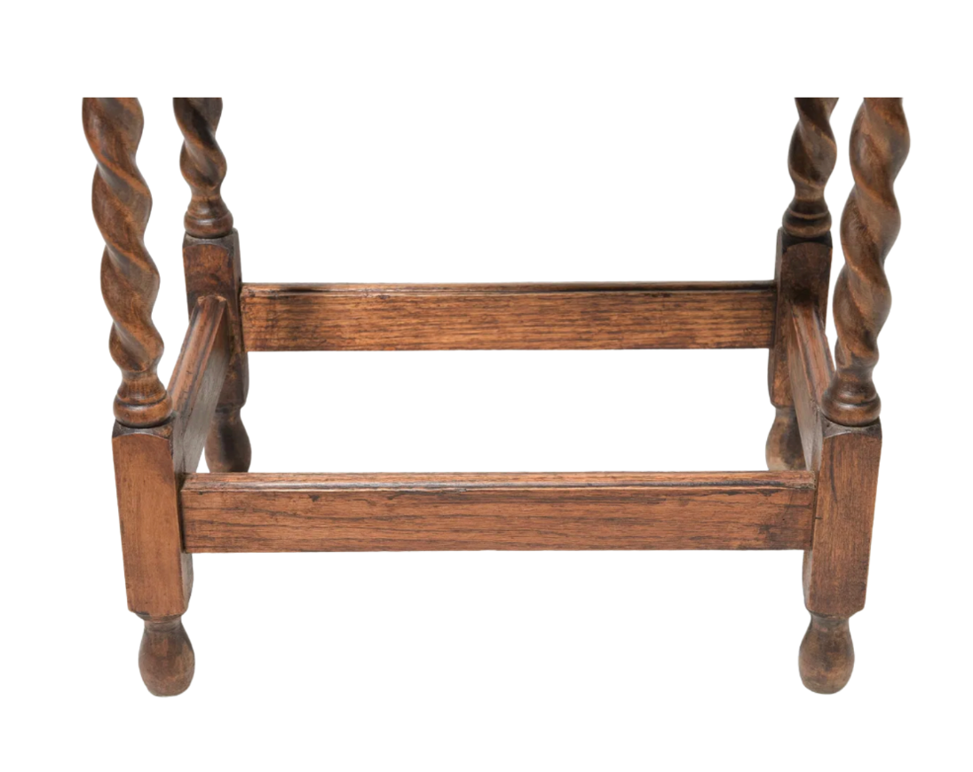 Vintage British Oak Barley-Twist Rectangular Side Table