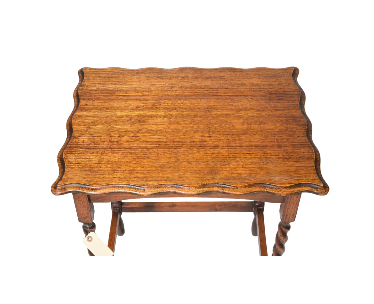 Vintage British Oak Barley-Twist Rectangular Side Table