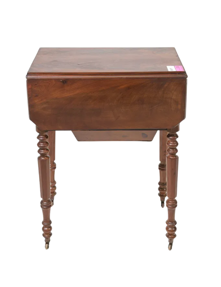 Antique French Mahogany Drop-Leaf Sewing / Work Table