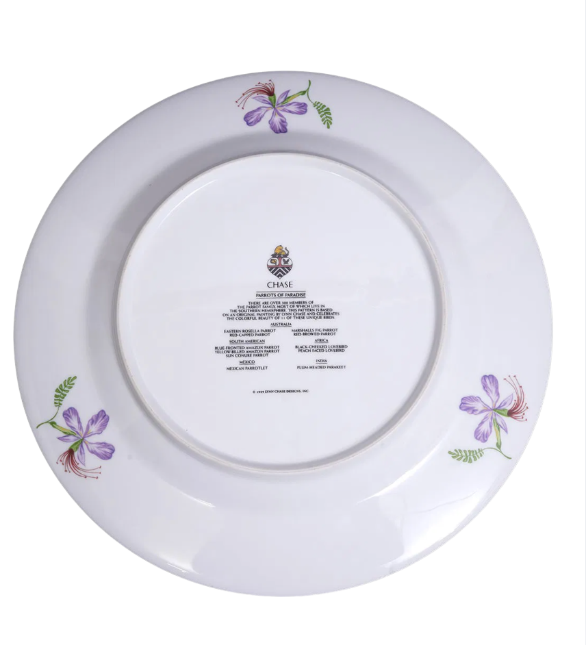 Vintage Lynn Chase “Parrots of Paradise” Porcelain Charger — 12"