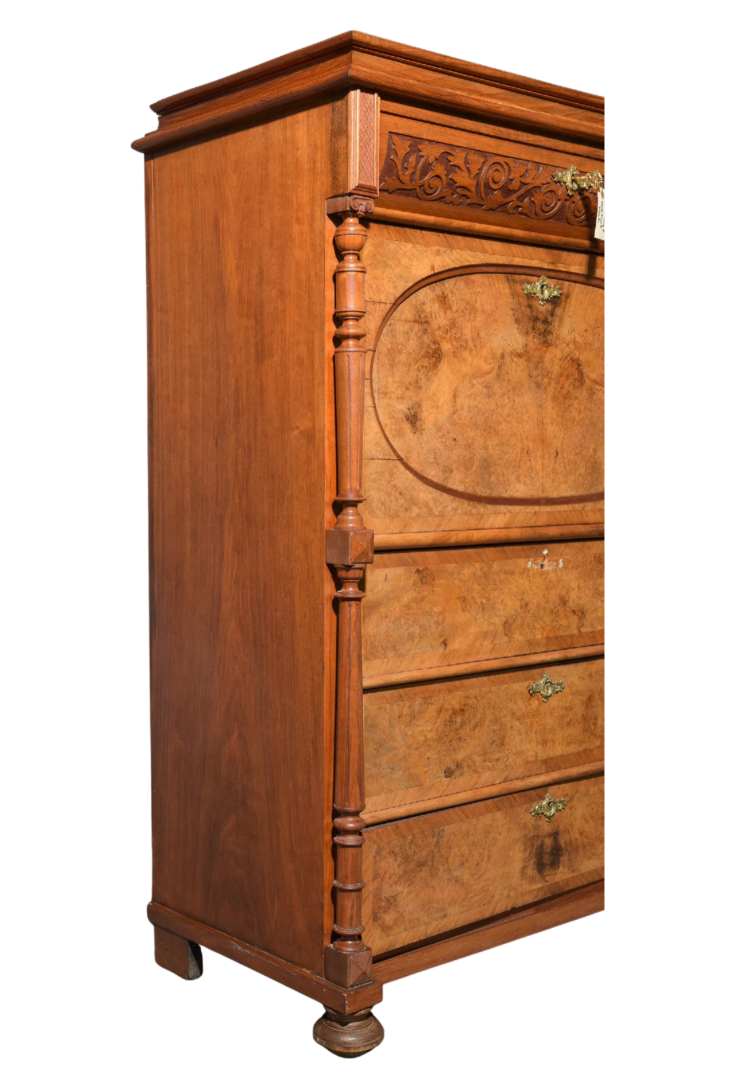 Vintage Swedish Walnut Secretary Chiffonier — c. 1930s