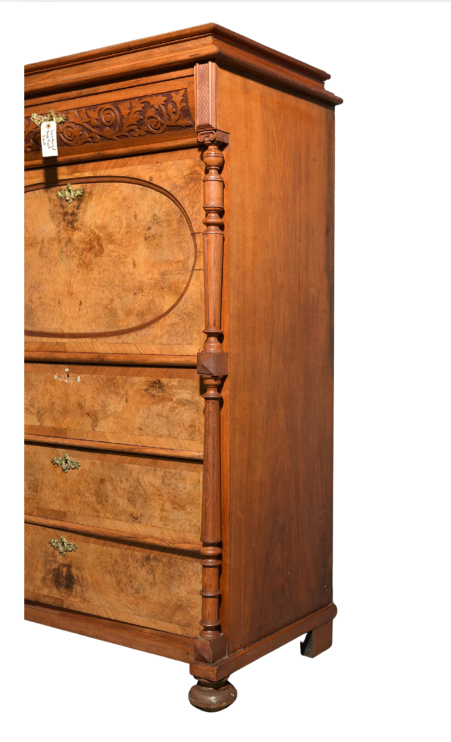 Vintage Swedish Walnut Secretary Chiffonier — c. 1930s