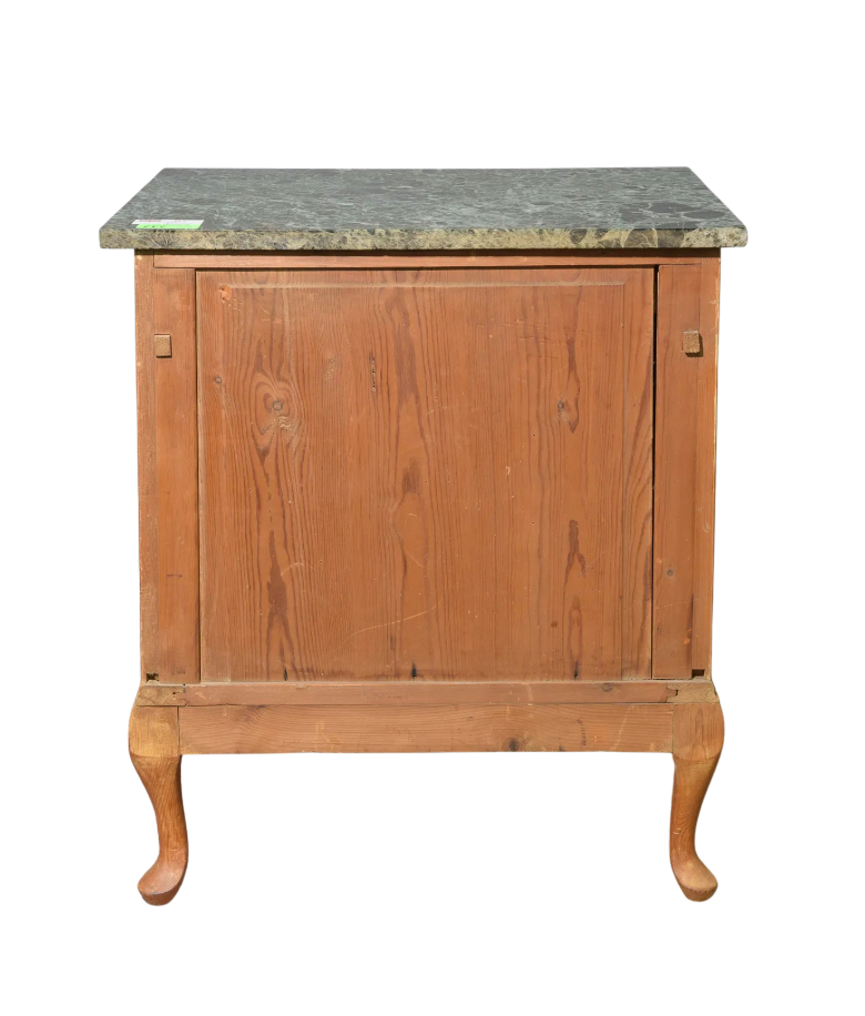 Antique British Pine Washstand Cabinet with Green Marble Top