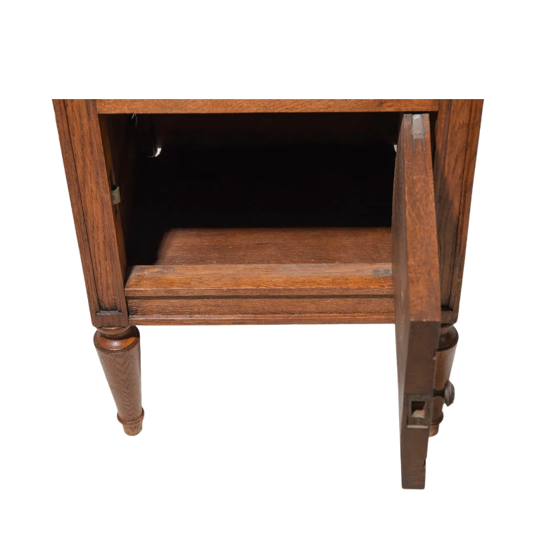 French Louis XVI Style Marble-Top Nightstand / Side Cabinet