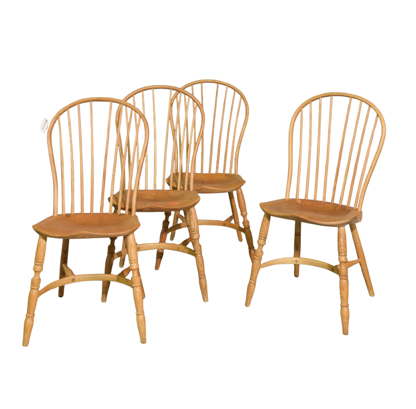 Vintage Spindle-Back Dining Chairs — Set of Four