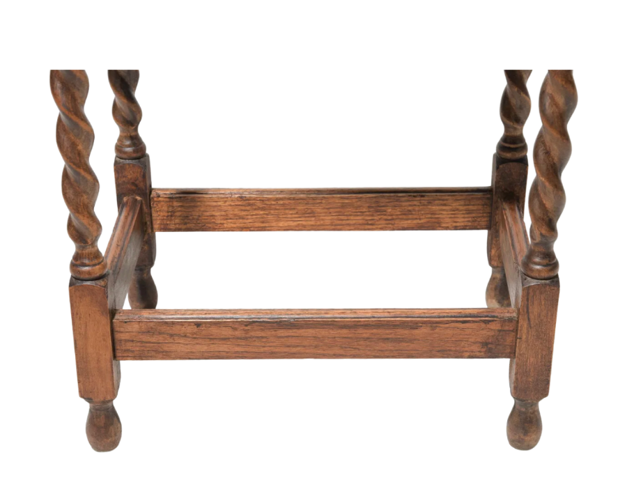 Antique English Barley-Twist Side Table with Scalloped Top, c. 1900