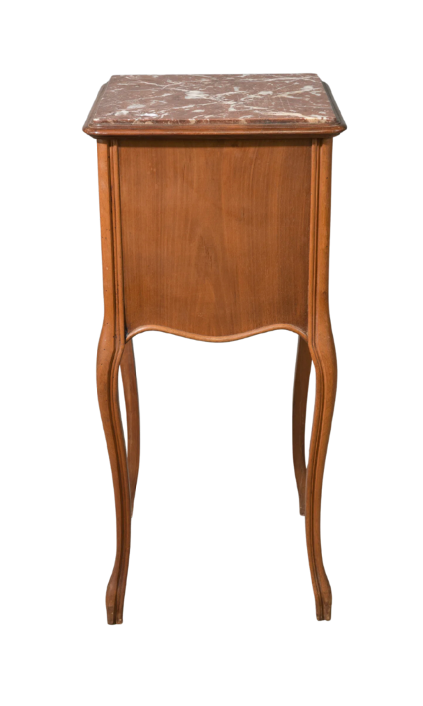 18th C. Vintage Louis XVI Style Marble-Top Nightstand / Side Table
