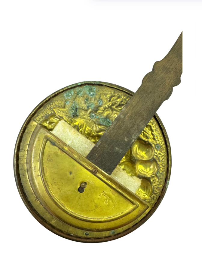 Vintage English Brass Fruit-Motif Silent Butler / Crumb Catcher — Choice of 2, c. 1960s