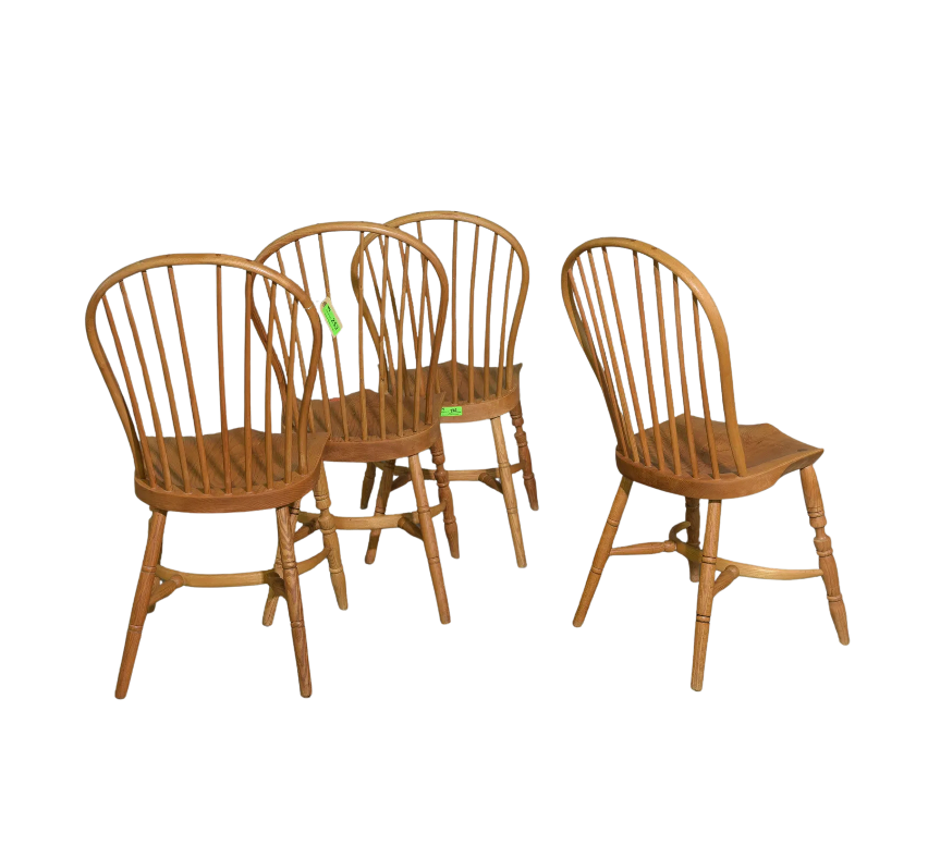 Vintage Spindle-Back Dining Chairs — Set of Four