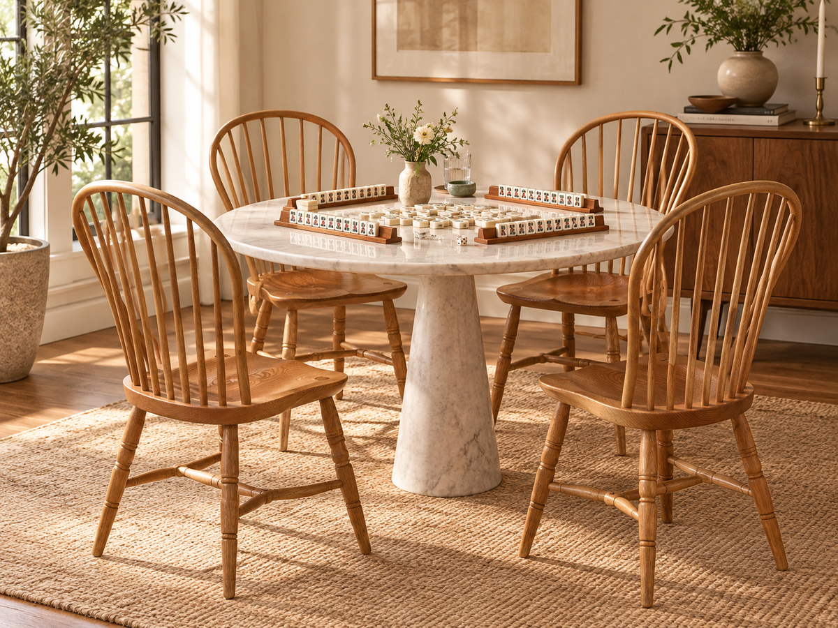 Vintage Spindle-Back Dining Chairs — Set of Four