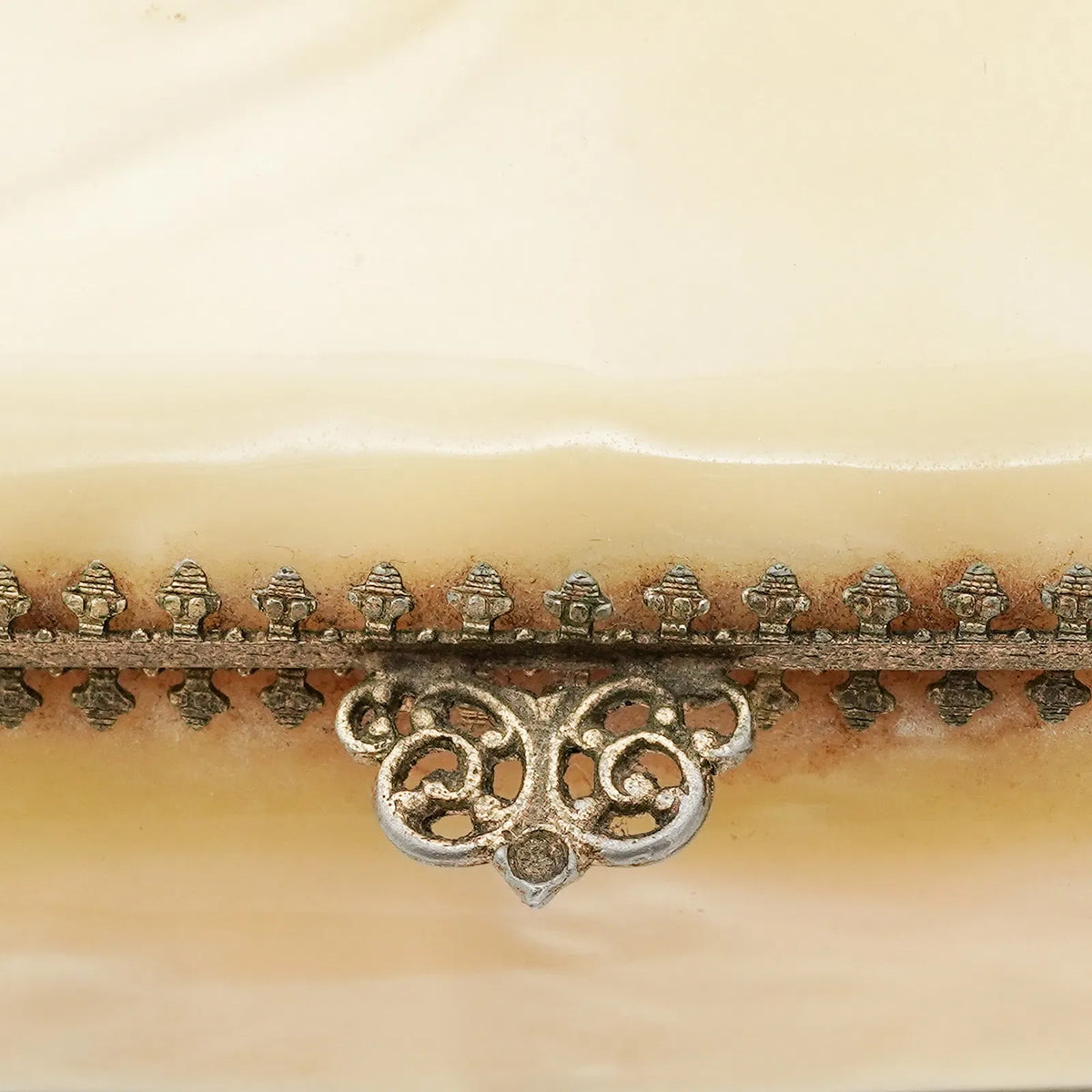 Vintage Gilt Metal-Mounted Acrylic Jewelry Box — Hollywood Regency Vanity Décor