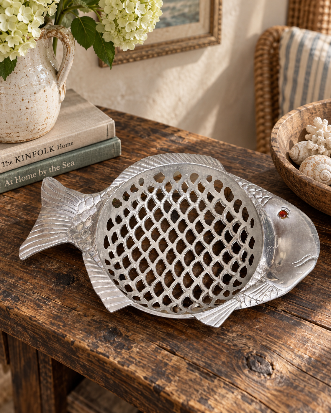 Vintage Arthur Court Fish Bowl — Cast Aluminum, 1981