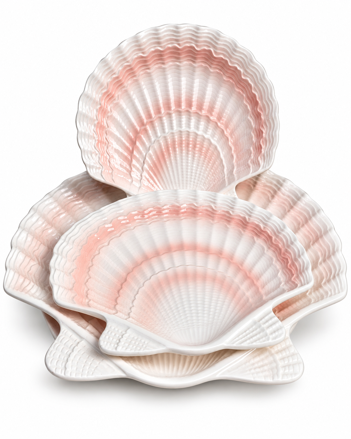 Vintage Otagiri Japan Blush Pink Scallop Shell Dishes — Set of 3