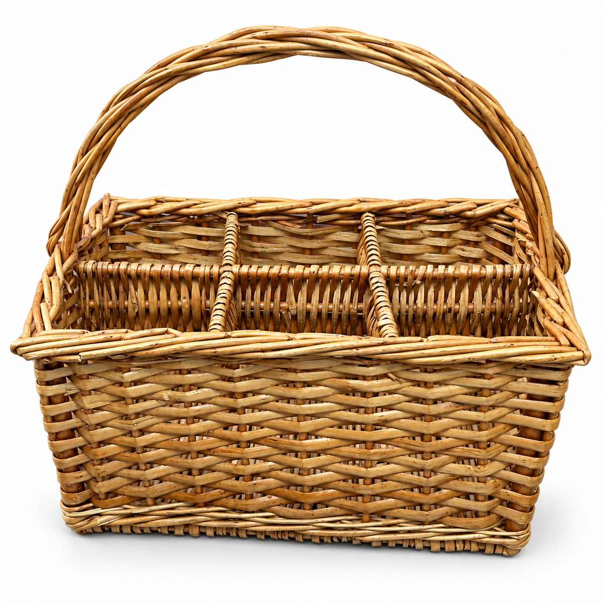 Vintage Portuguese Woven Wine Bottle Basket — Six-Bottle Carrier