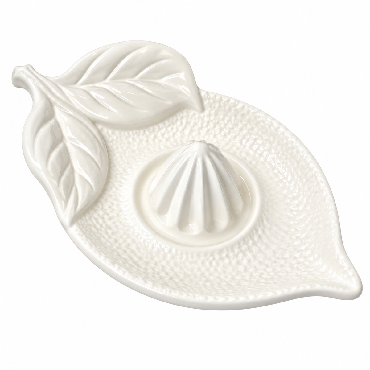 Portuguese White Ceramic Lemon Juicer — Sculptural Citrus Reamer