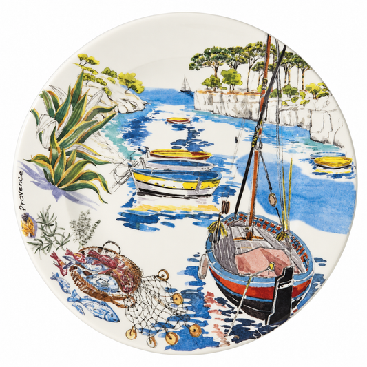 Gien France Provence Dinner Plate — Fishing Harbor or Lavender Fields