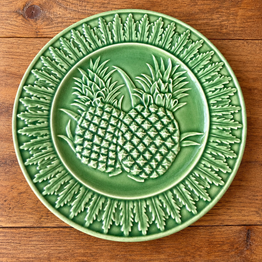 Vintage Bordallo Pinheiro Green Pineapple Salad Plate — Portugal, 8.5"