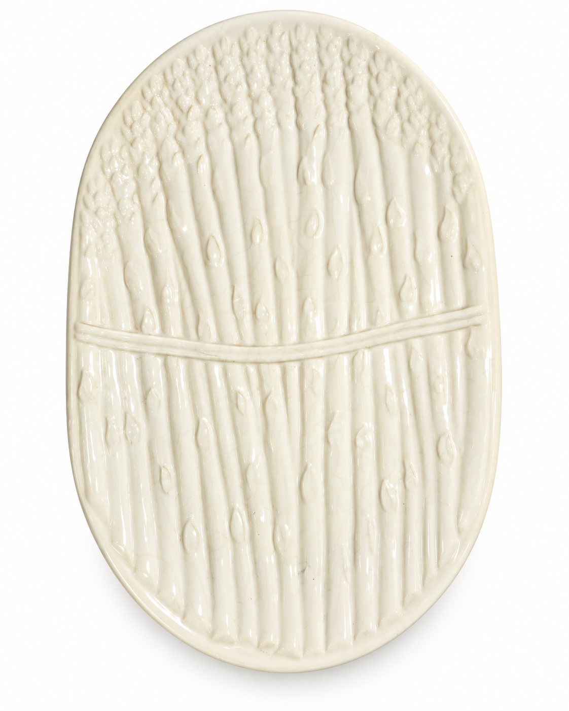 Vintage Loucarte Portugal White Asparagus Serving Platter — Sculptural Majolica